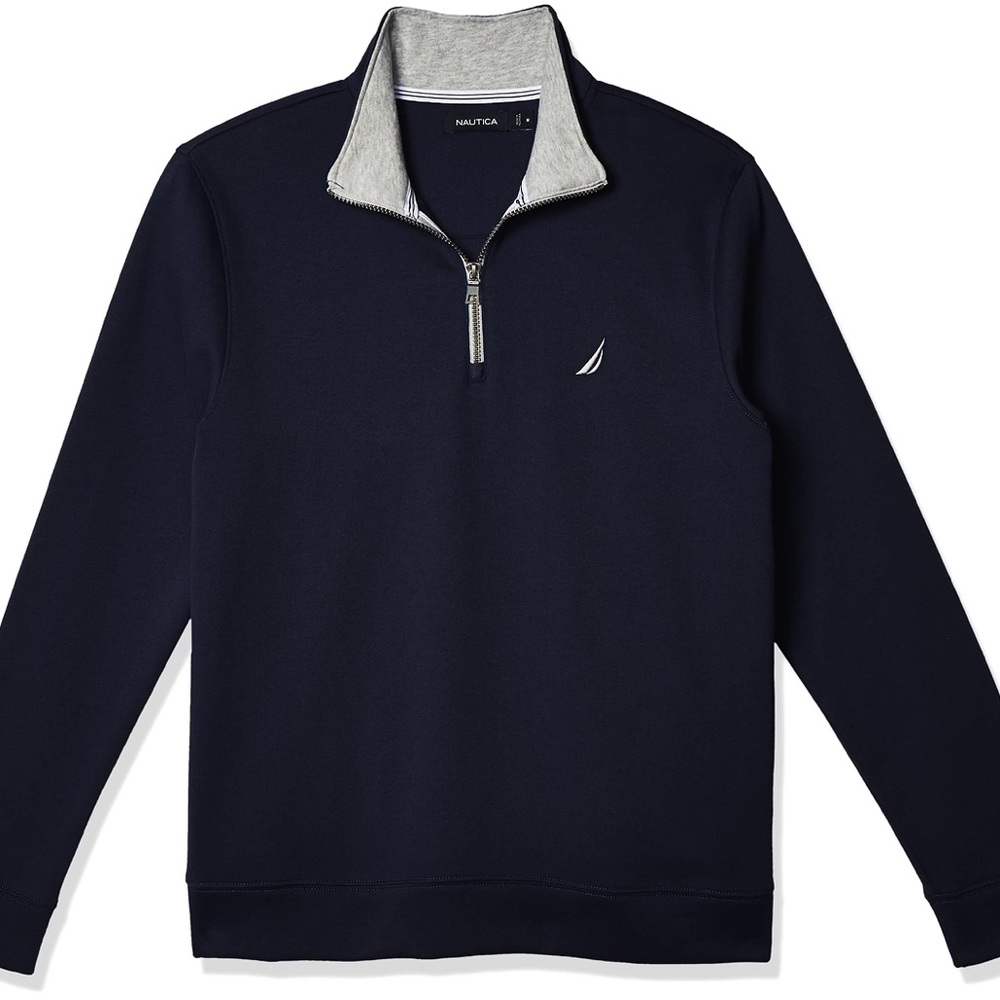 Nautica mens Solid 1/4 Zip Fleece Sweatshirt - Large